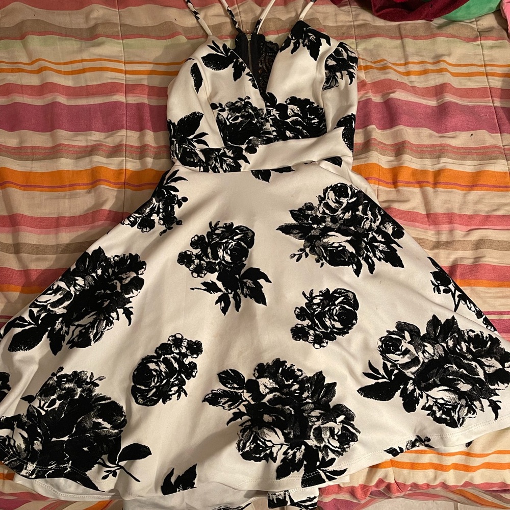 Black and white floral dress